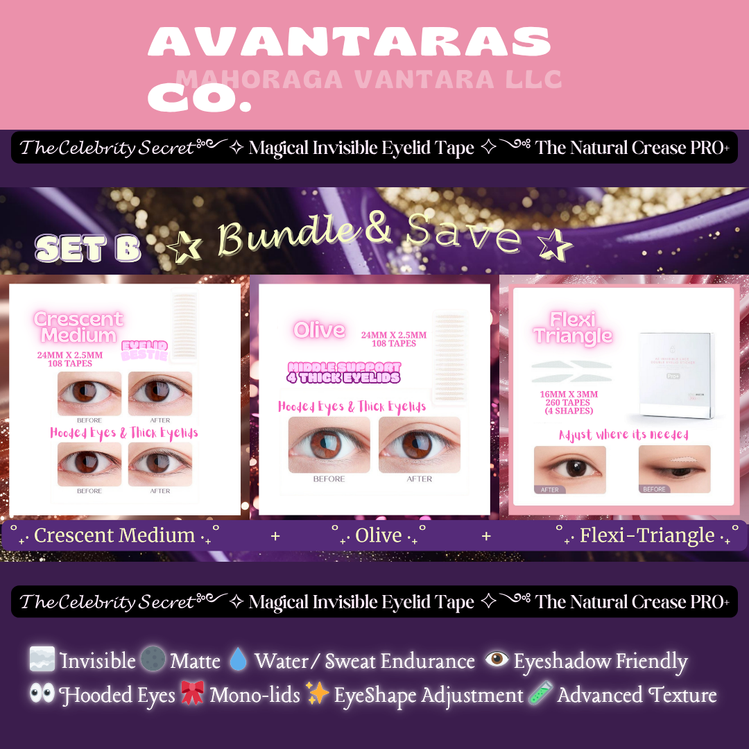✰ 𝓑𝓾𝓷𝓭𝓵𝓮 & 𝚂𝚊𝚟𝚎 ✰ Set B (3 Packs) ༻✧ Magical Invisible Eyelid Tape ✧༺ The Natural Crease PRO+ 𝓒𝓮𝓵𝓮𝓫𝓻𝓲𝓽𝔂 𝓣𝓸𝓹 𝓢𝓮𝓬𝓻𝓮𝓽 8 Shapes to Choose From