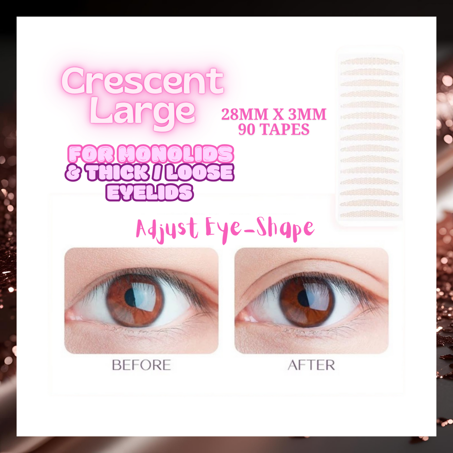 ˚₊‧ Crescent Large ‧₊˚ ༻✧ Magical Invisible Eyelid Tape ✧༺ The Natural Crease PRO+ 𝓒𝓮𝓵𝓮𝓫𝓻𝓲𝓽𝔂 𝓣𝓸𝓹 𝓢𝓮𝓬𝓻𝓮𝓽 8 Shapes to Choose From