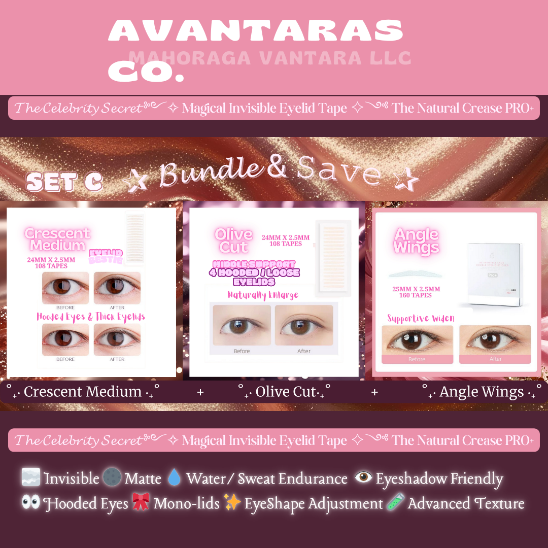 ✰ 𝓑𝓾𝓷𝓭𝓵𝓮 & 𝚂𝚊𝚟𝚎 ✰ Set C (3 Packs) ༻✧ Magical Invisible Eyelid Tape ✧༺ The Natural Crease PRO+ 𝓒𝓮𝓵𝓮𝓫𝓻𝓲𝓽𝔂 𝓣𝓸𝓹 𝓢𝓮𝓬𝓻𝓮𝓽 8 Shapes to Choose From
