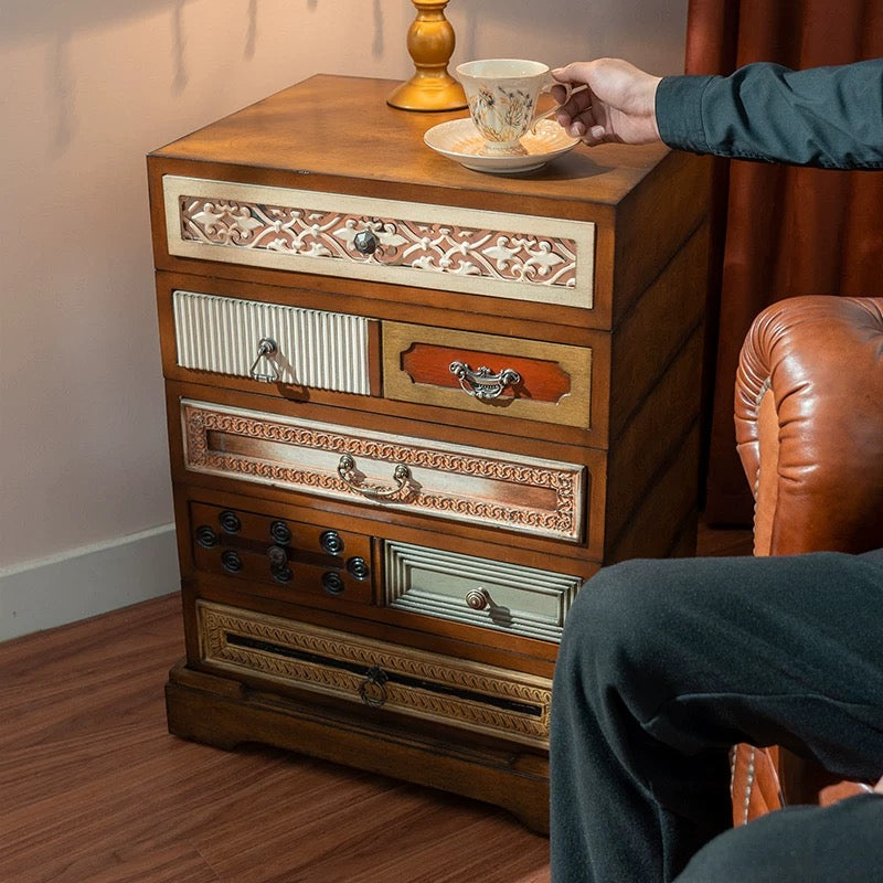 NEW IN STORE! Mid-Century Modern Revolving Drawers Solid Wood Side Table & Nightstand | Walnut & Antique White