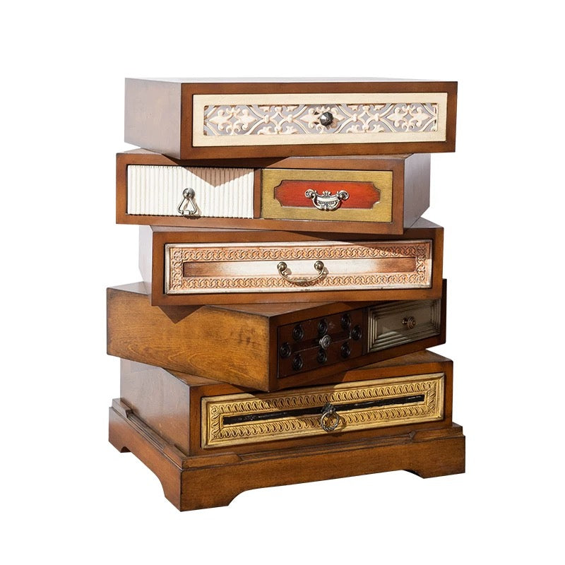 NEW IN STORE! Mid-Century Modern Revolving Drawers Solid Wood Side Table & Nightstand | Walnut & Antique White