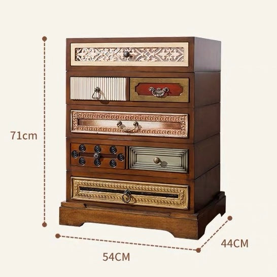 NEW IN STORE! Mid-Century Modern Revolving Drawers Solid Wood Side Table & Nightstand | Walnut & Antique White