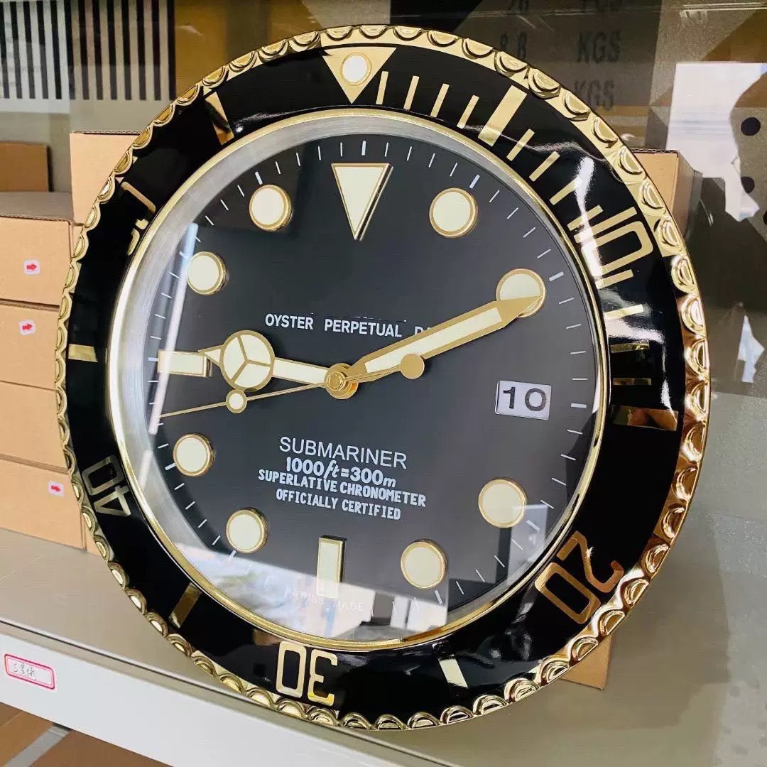 Rolex Style Wall Clock | Homage to Submariner, Daytona & GMT | Silent Sweep, Luminous