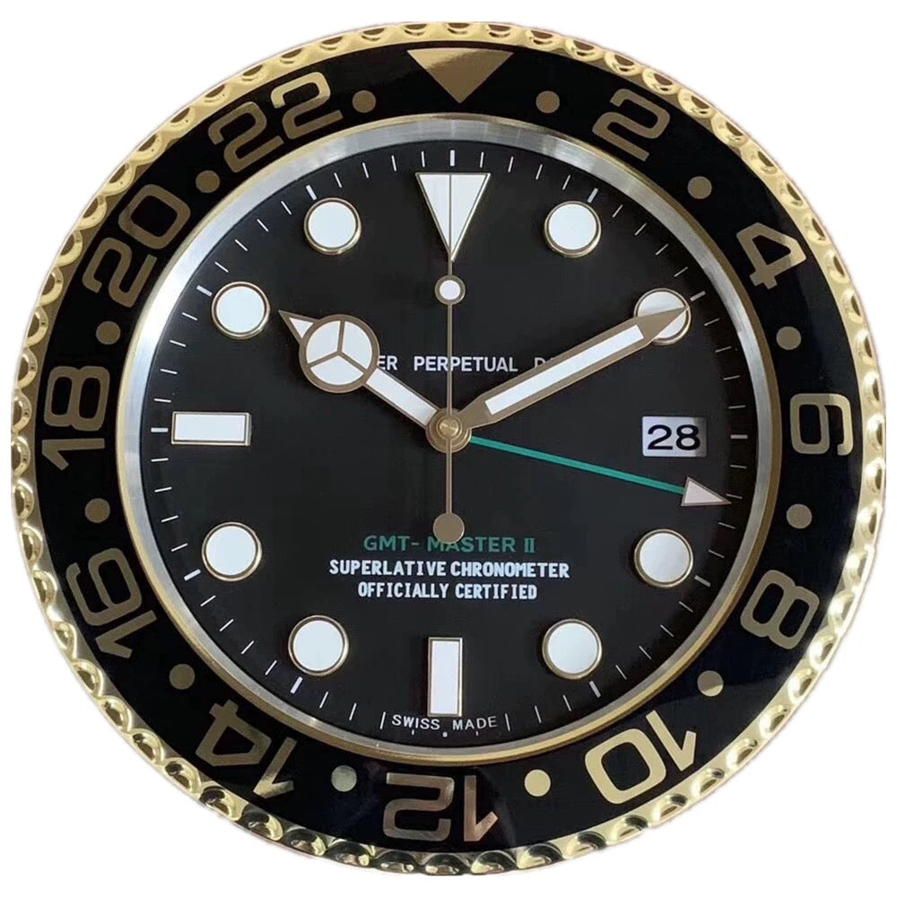 Rolex Style Wall Clock | Homage to Submariner, Daytona & GMT | Silent Sweep, Luminous