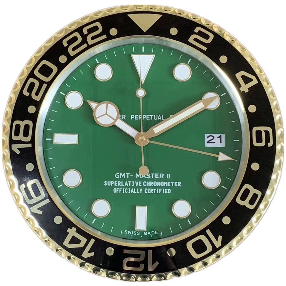 Rolex Style Wall Clock | Homage to Submariner, Daytona & GMT | Silent Sweep, Luminous