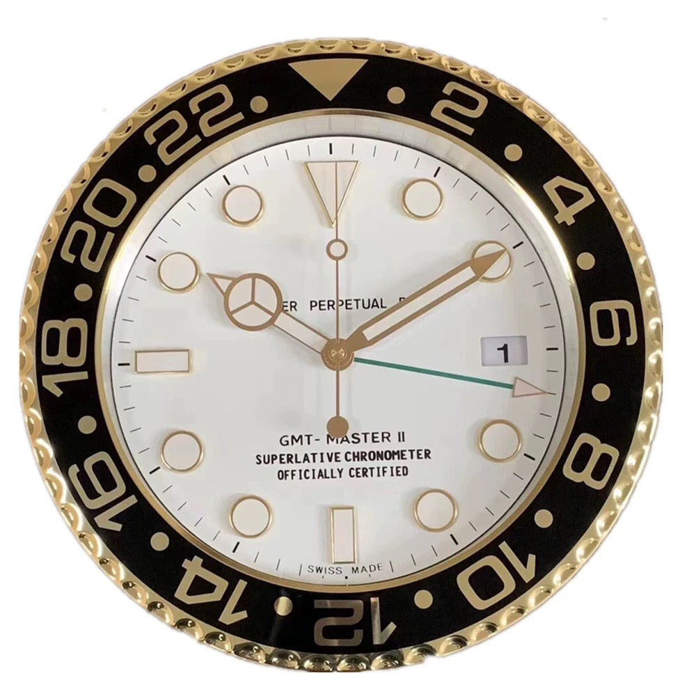 Rolex Style Wall Clock | Homage to Submariner, Daytona & GMT | Silent Sweep, Luminous