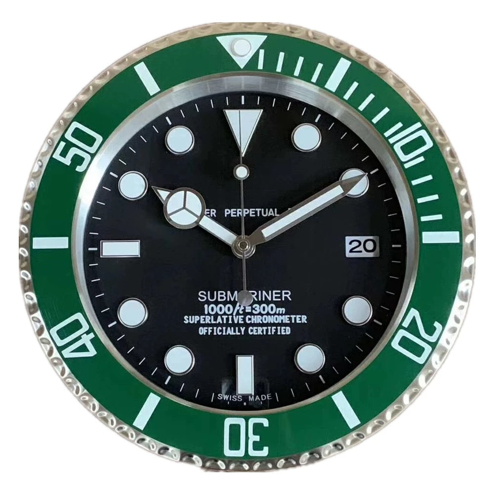 Rolex Style Wall Clock | Homage to Submariner, Daytona & GMT | Silent Sweep, Luminous