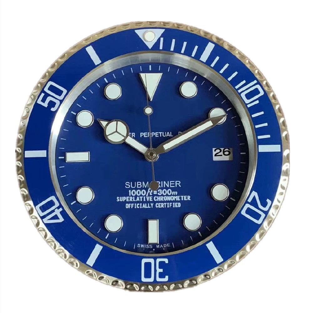Rolex Style Wall Clock | Homage to Submariner, Daytona & GMT | Silent Sweep, Luminous