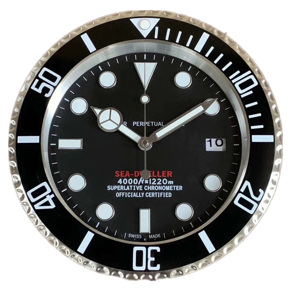 Rolex Style Wall Clock | Homage to Submariner, Daytona & GMT | Silent Sweep, Luminous