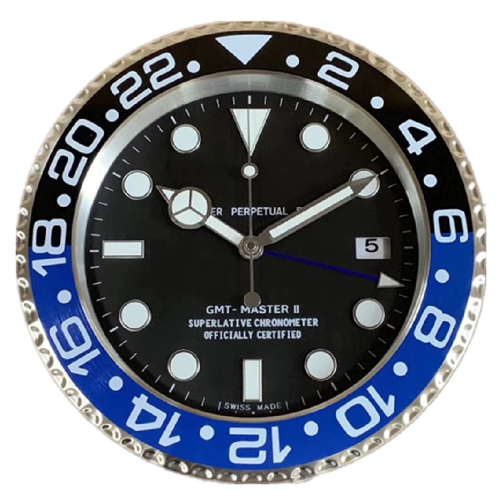 Rolex Style Wall Clock | Homage to Submariner, Daytona & GMT | Silent Sweep, Luminous