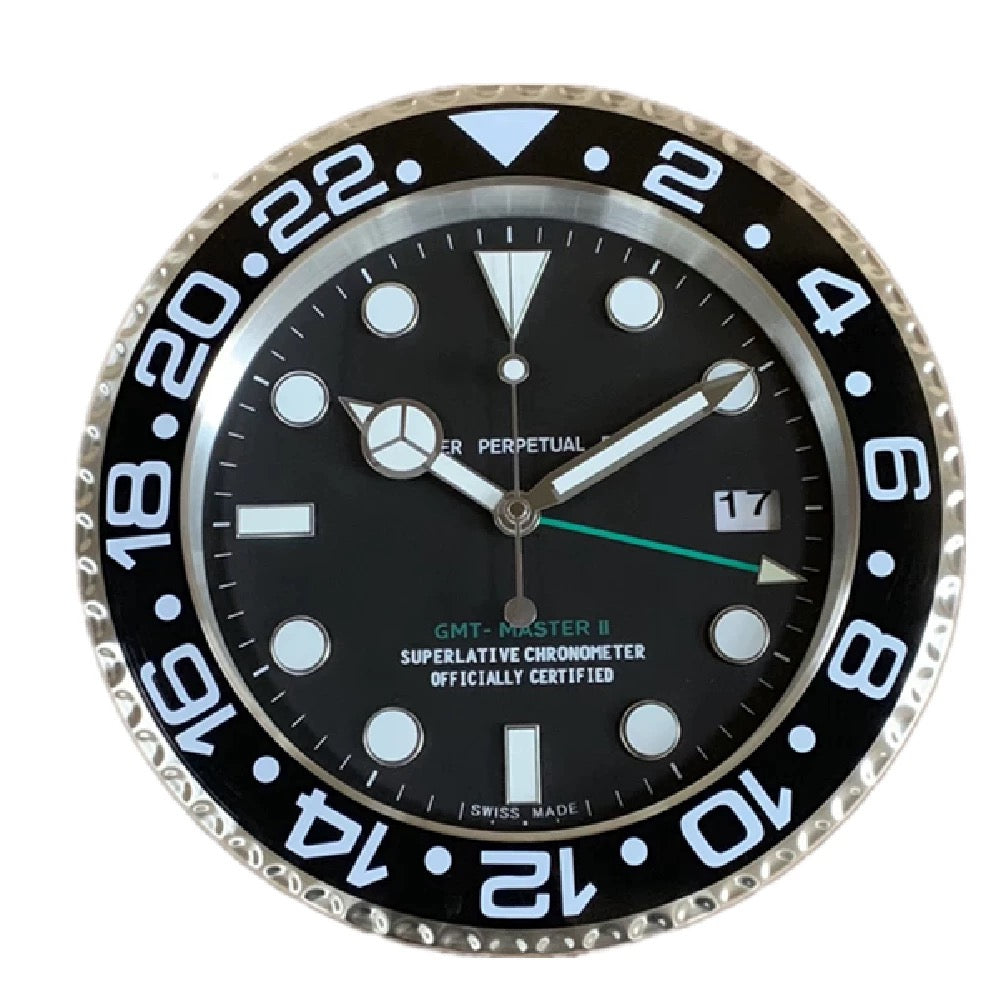 Rolex Style Wall Clock | Homage to Submariner, Daytona & GMT | Silent Sweep, Luminous