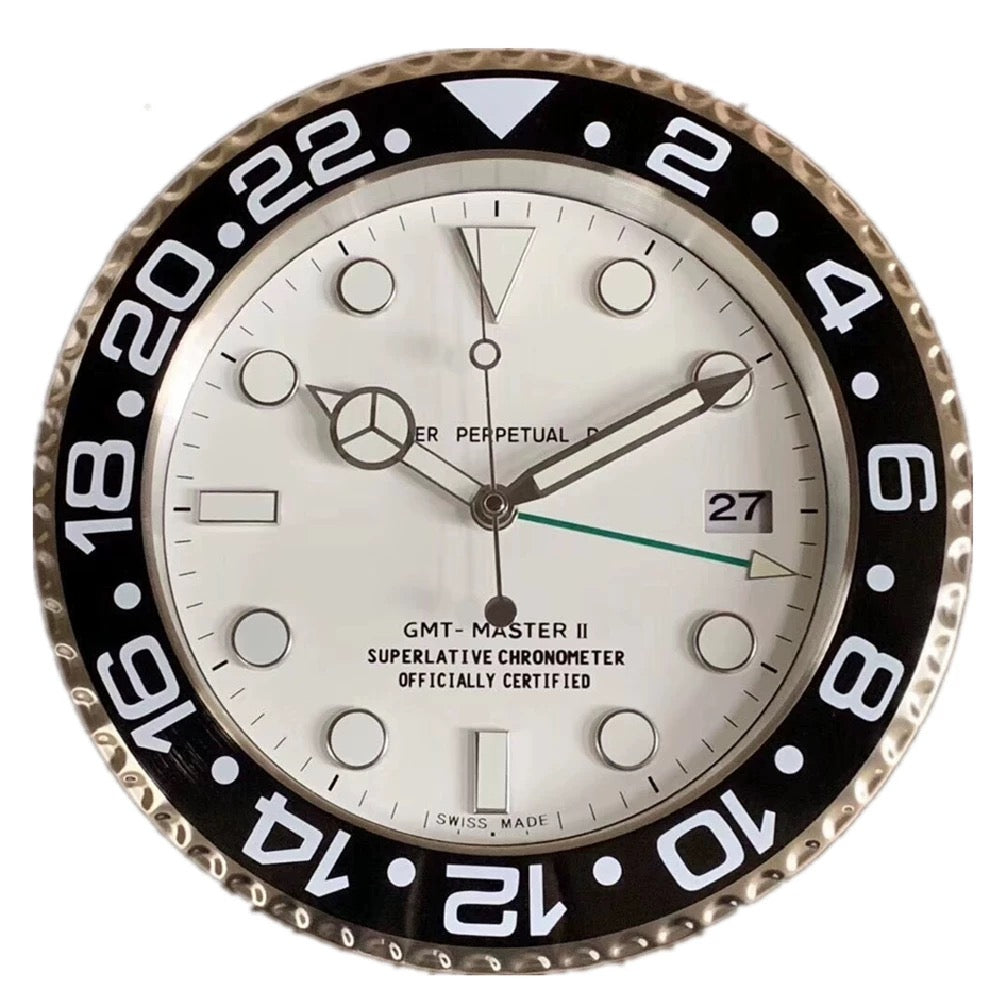 Rolex Style Wall Clock | Homage to Submariner, Daytona & GMT | Silent Sweep, Luminous