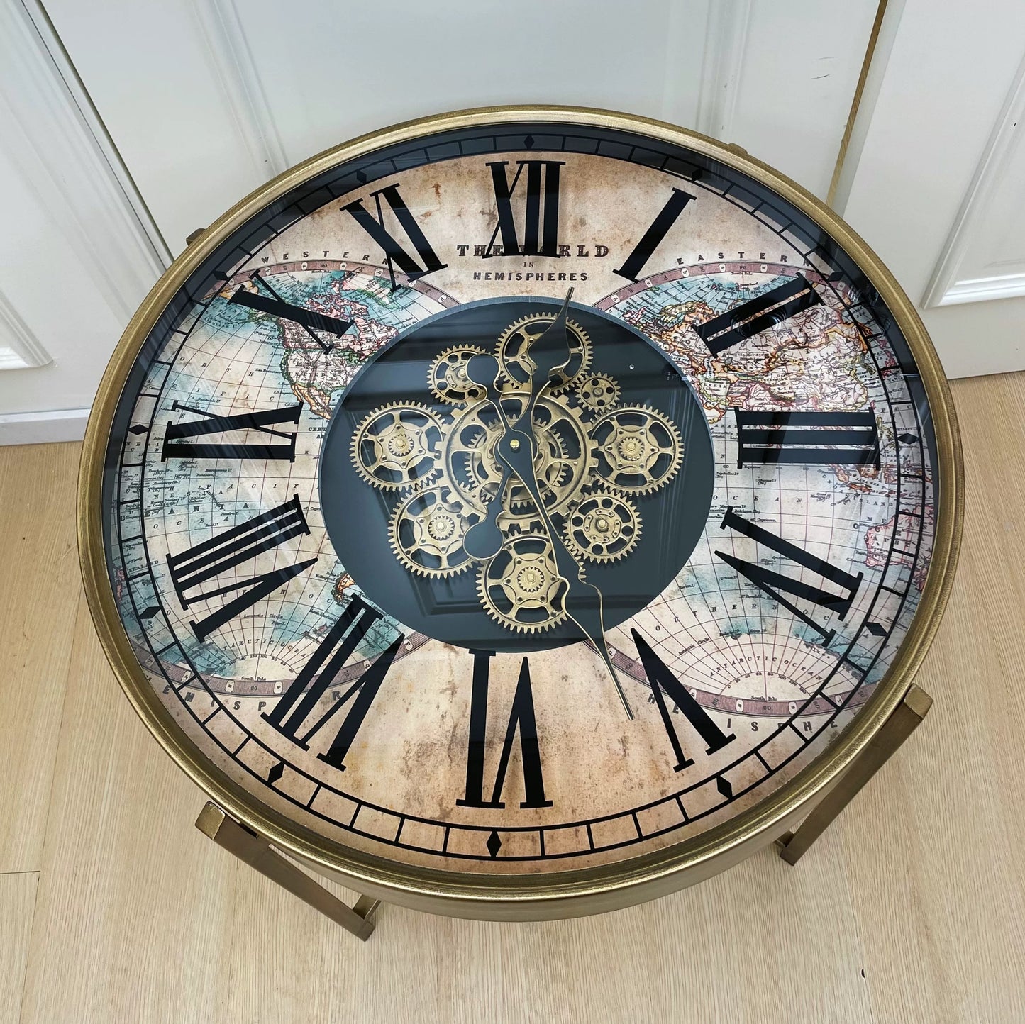 Cartographer’s World Map Gear The Chronos Table | A Kinetic Masterpiece of Moving Gears