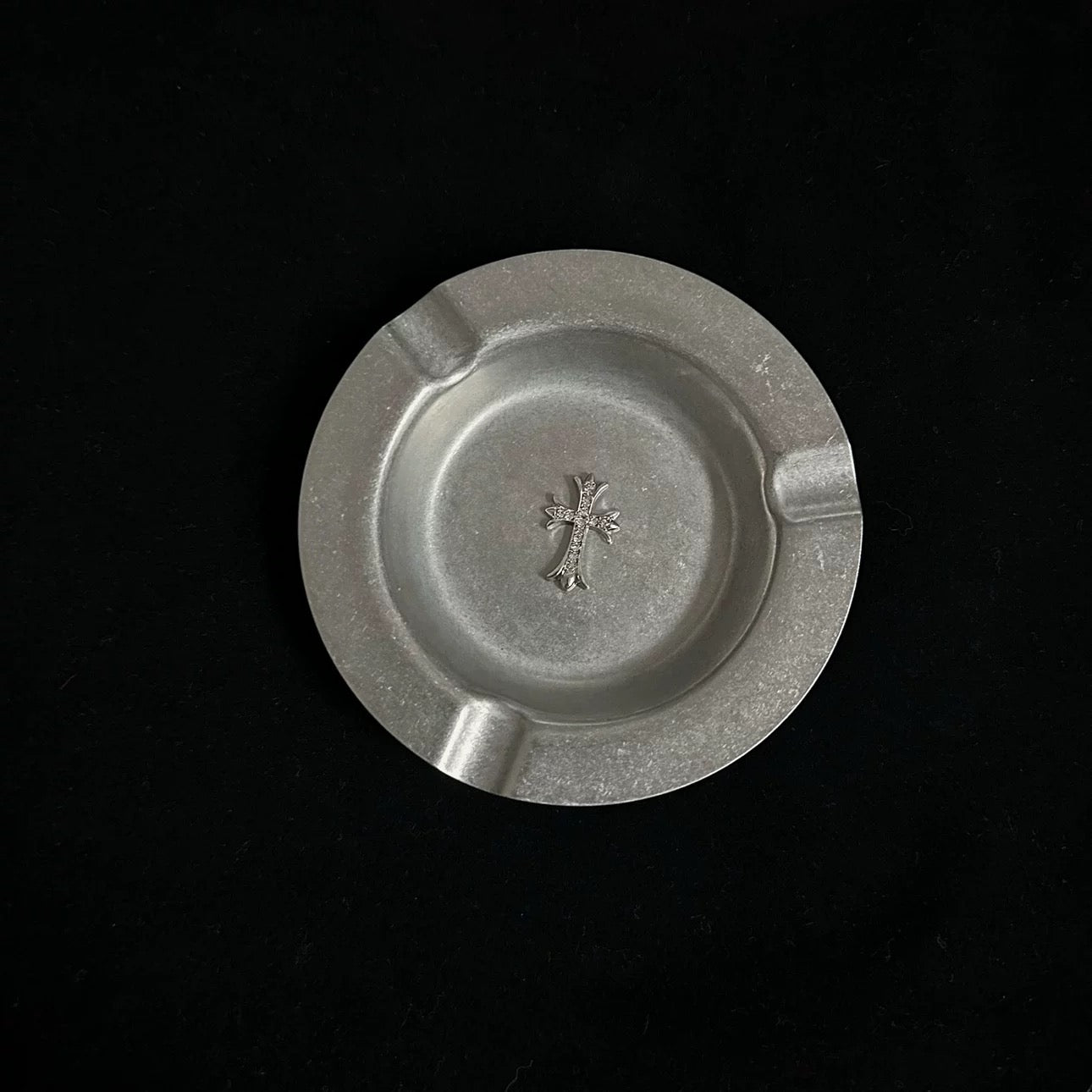 Pave Cross (Single) Chrome Cross Ashtray | Jewelry Tray | Trinket Dish | Avantaras