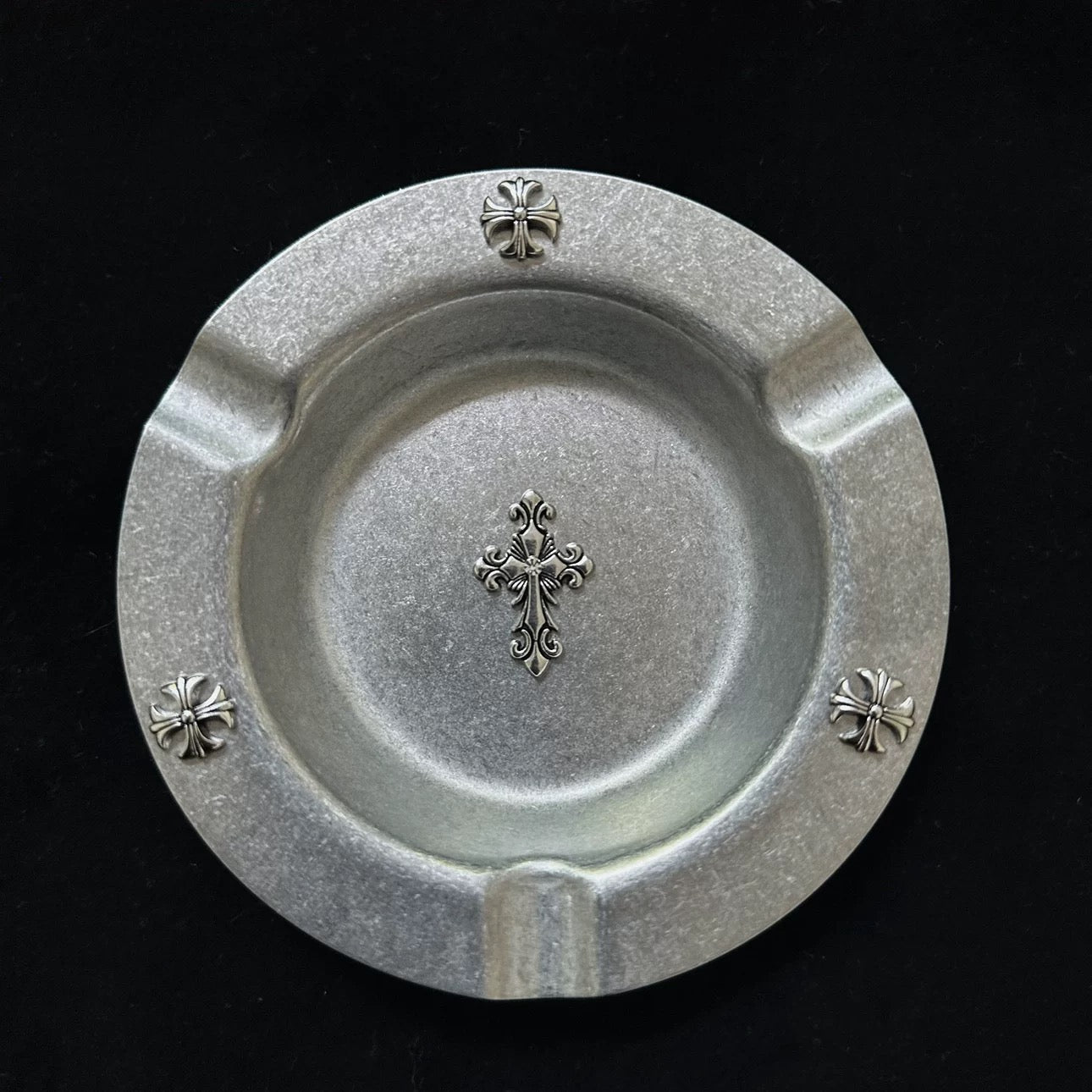 Ornate Cross Chrome Cross Ashtray | Jewelry Tray | Trinket Dish | Avantaras