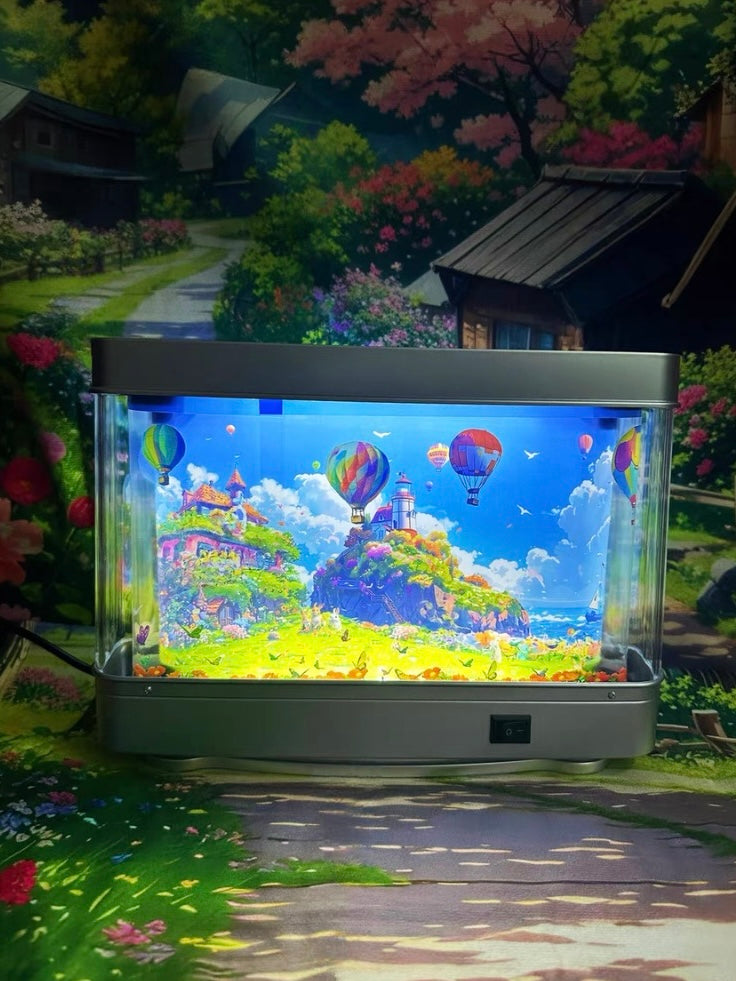 🏯 Kingdom of the Sky 🪽 AeroGlyph™ USB Moving Aquarium Lamp | The Original Frutiger Aero Vibe | Y2K & Retro Sensory Light