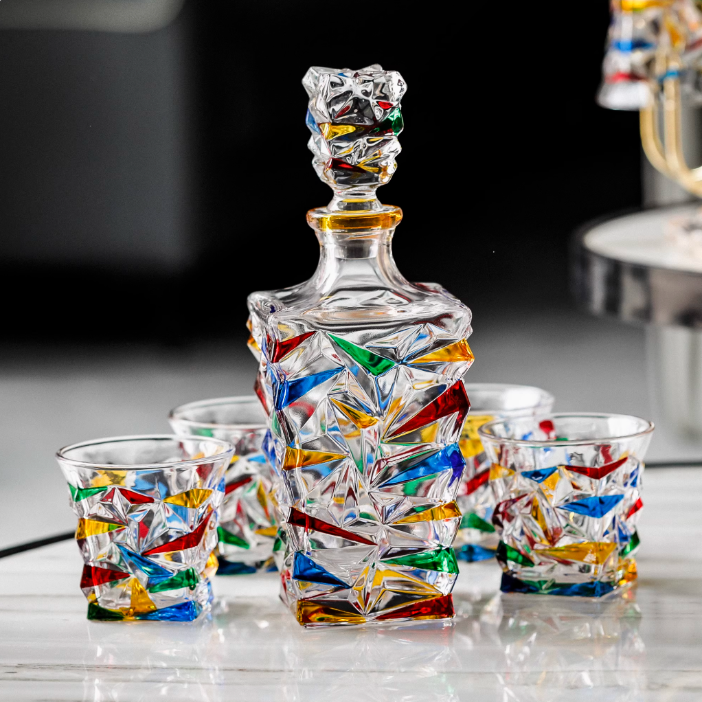 European Crystal Decanter Set | Lucentis & Stained Glass