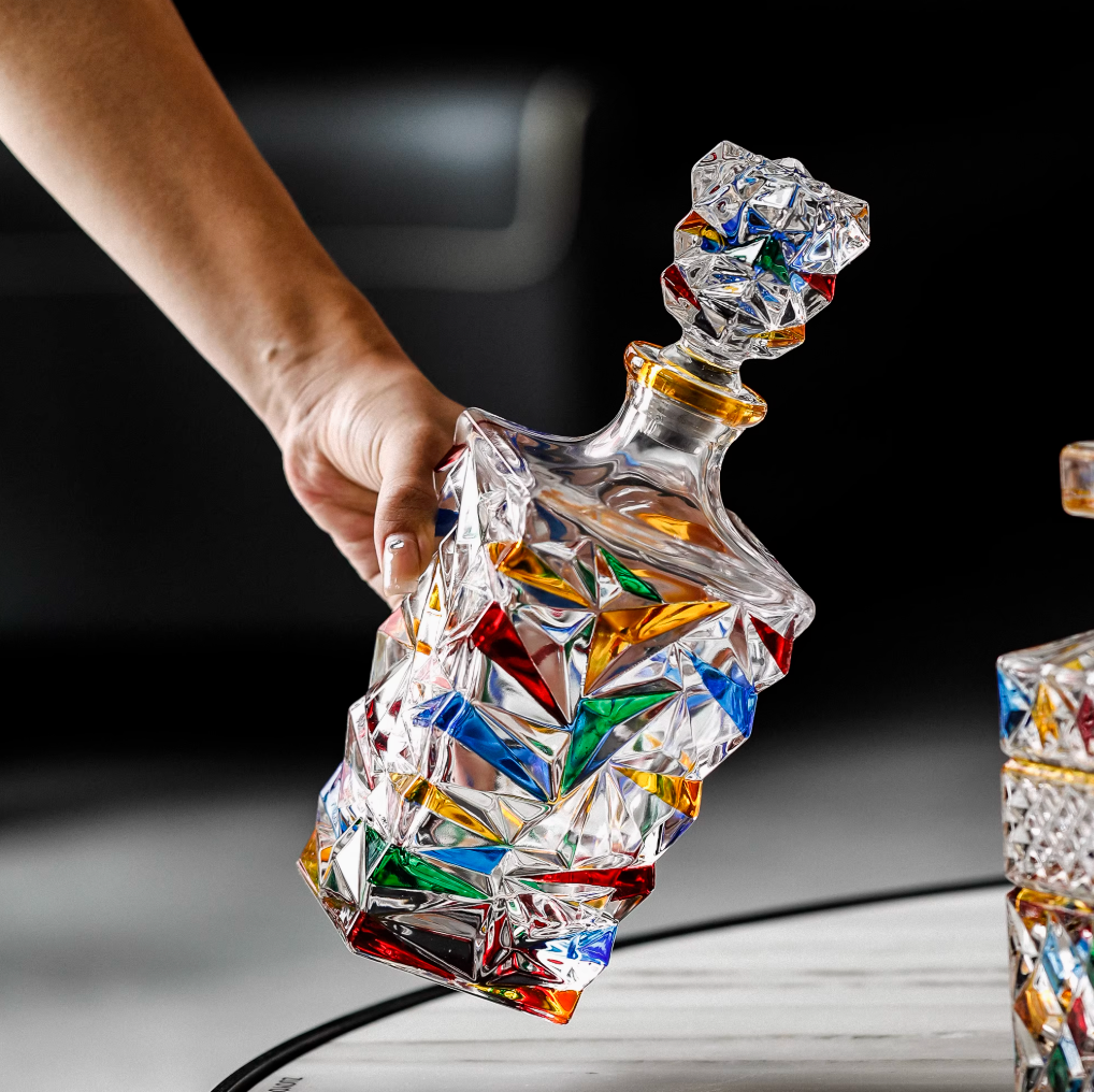 European Crystal Decanter Set | Lucentis & Stained Glass