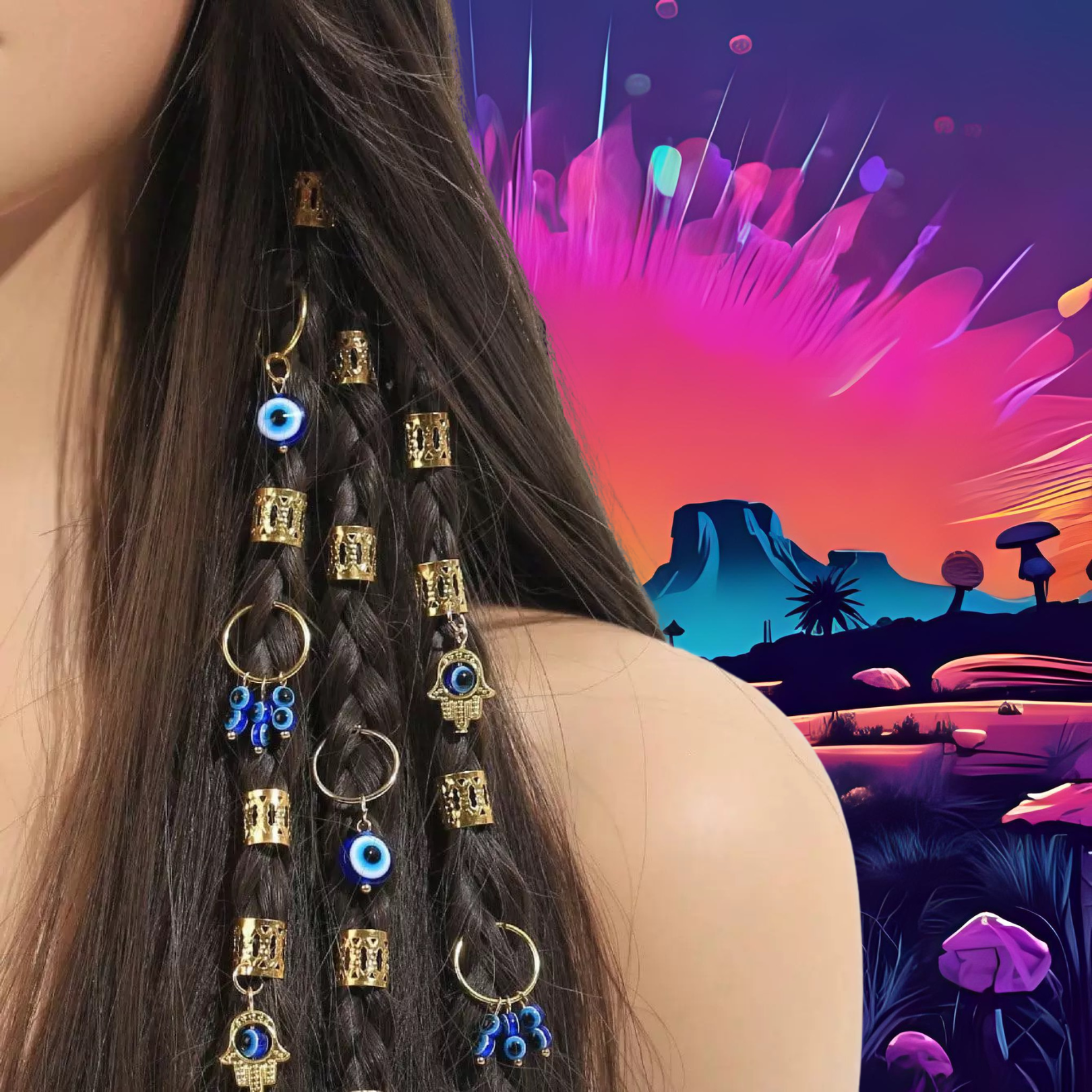 Evil Eye & Hamsa Hair Jewelry (Gold & Silver) | Spiritual Hair Charms for Braids & Locs | Avantaras