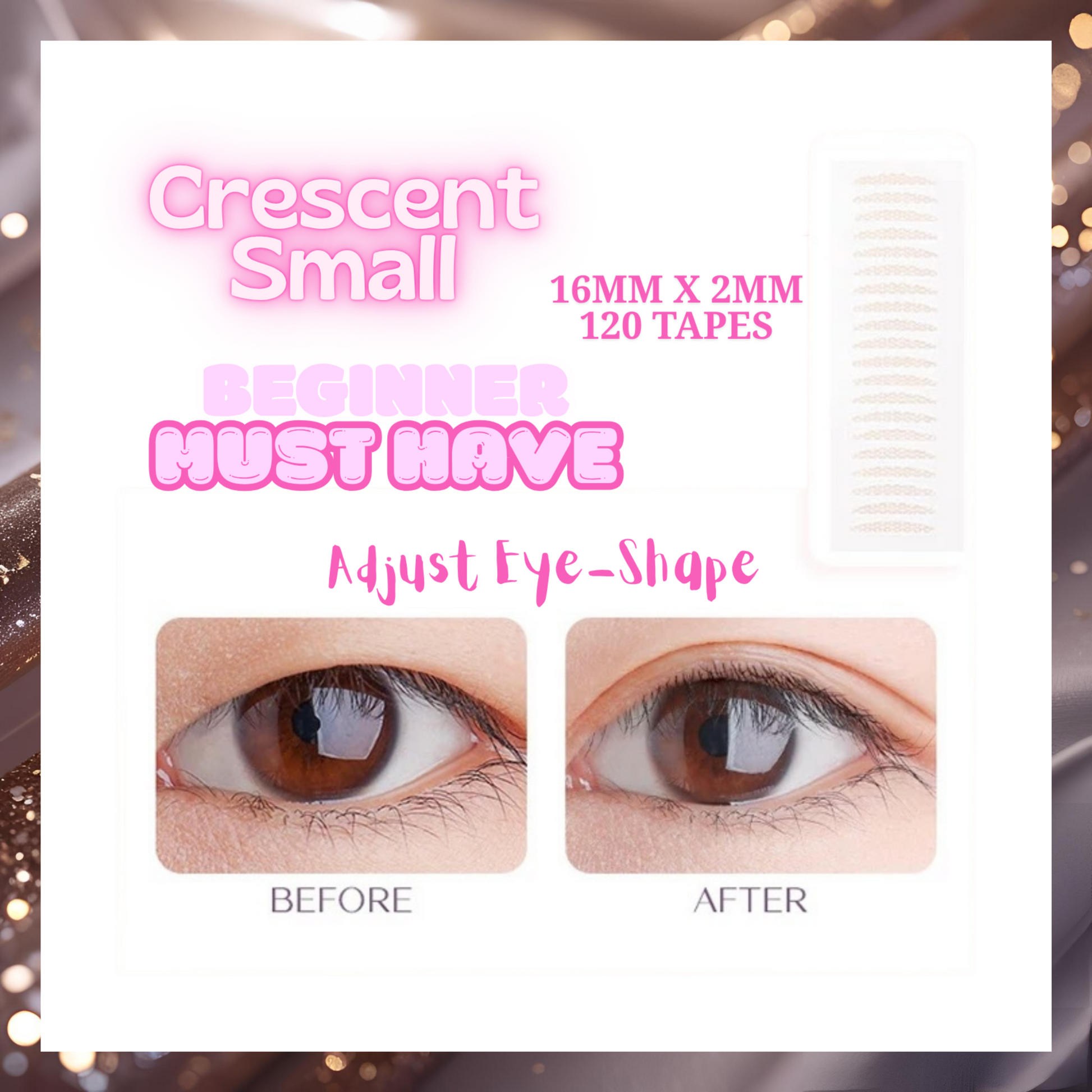 ˚₊‧ Crescent Small ‧₊˚ ༻✧ Magical Invisible Eyelid Tape ✧༺ The Natural Crease PRO+ 𝓒𝓮𝓵𝓮𝓫𝓻𝓲𝓽𝔂 𝓣𝓸𝓹 𝓢𝓮𝓬𝓻𝓮𝓽 8 Shapes to Choose From