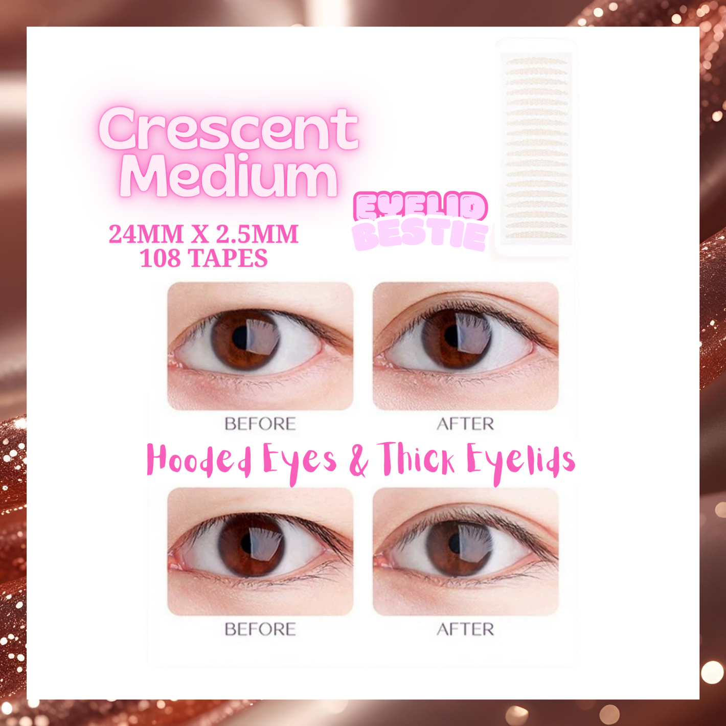 ˚₊‧ Crescent Medium ‧₊˚ ༻✧ Magical Invisible Eyelid Tape ✧༺ The Natural Crease PRO+ 𝓒𝓮𝓵𝓮𝓫𝓻𝓲𝓽𝔂 𝓣𝓸𝓹 𝓢𝓮𝓬𝓻𝓮𝓽 8 Shapes to Choose From