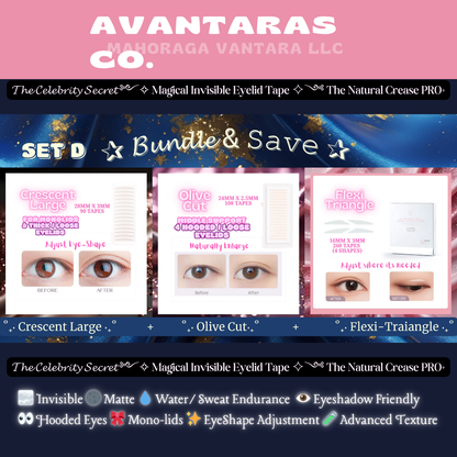 ✰ 𝓑𝓾𝓷𝓭𝓵𝓮 & 𝚂𝚊𝚟𝚎 ✰ Set D (3 Packs) ༻✧ Magical Invisible Eyelid Tape ✧༺ The Natural Crease PRO+ 𝓒𝓮𝓵𝓮𝓫𝓻𝓲𝓽𝔂 𝓣𝓸𝓹 𝓢𝓮𝓬𝓻𝓮𝓽 8 Shapes to Choose From