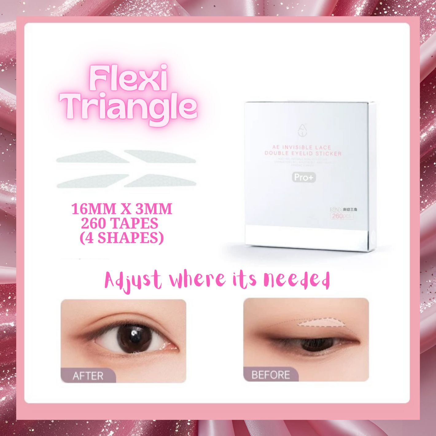 ˚₊‧ Flexi-Triangle ‧₊˚ ༻✧ Magical Invisible Eyelid Tape ✧༺ The Natural Crease PRO+ 𝓒𝓮𝓵𝓮𝓫𝓻𝓲𝓽𝔂 𝓣𝓸𝓹 𝓢𝓮𝓬𝓻𝓮𝓽 8 Shapes to Choose From