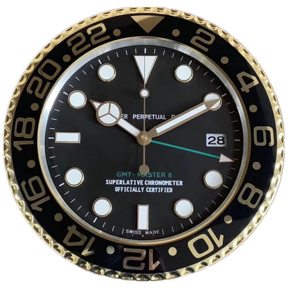 Rolex Style Wall Clock | Homage to Submariner, Daytona & GMT | Silent Sweep, Luminous