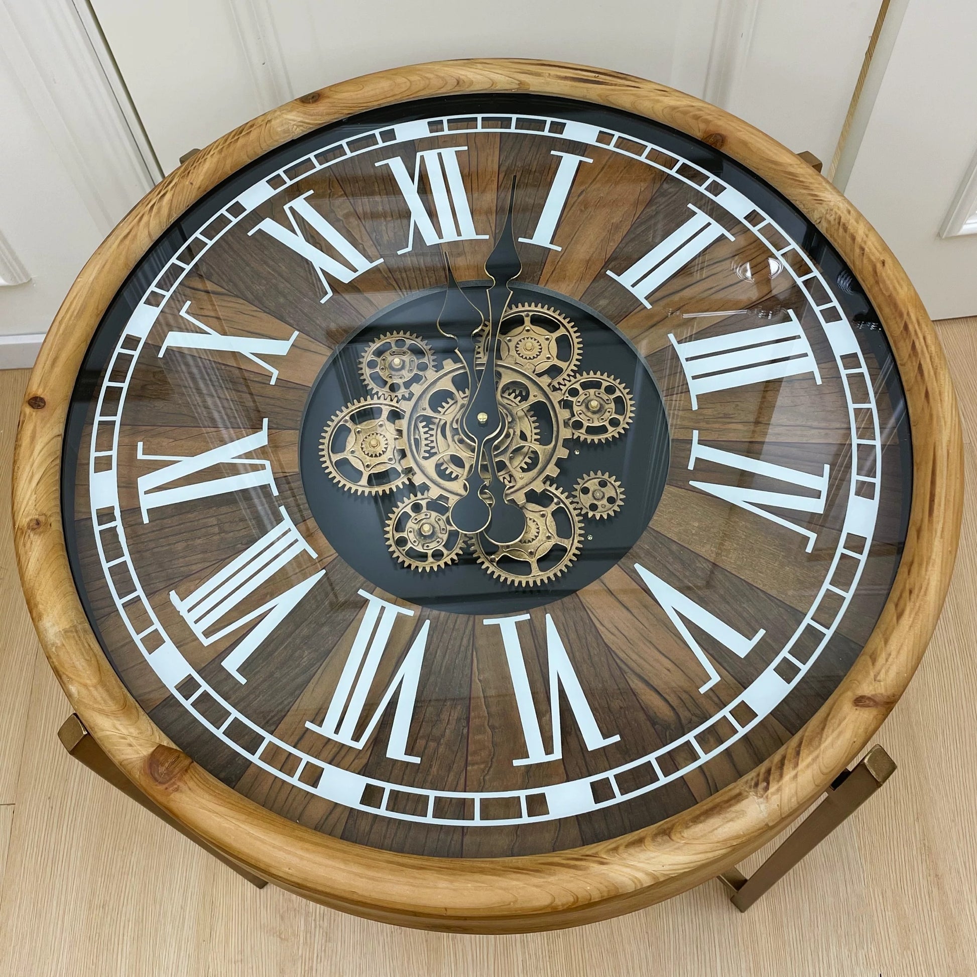 Deep Walnut Finish Executive The Chronos Table | A Kinetic Masterpiece of Moving Gears