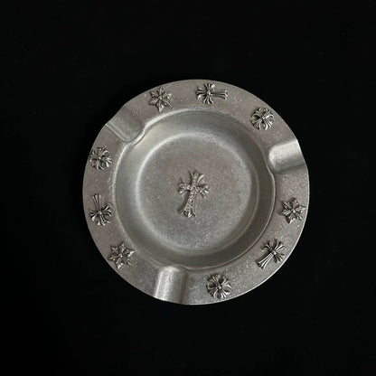 Pave Cross (Multi-Cross Rim) Chrome Cross Ashtray | Jewelry Tray | Trinket Dish | Avantaras
