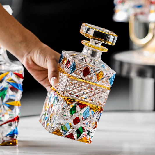 European Crystal Decanter Set | Lucentis & Stained Glass